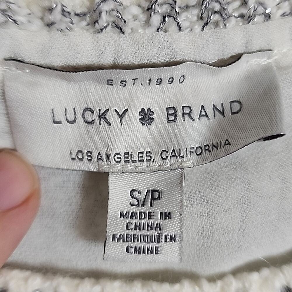 Lucky Brand Double Layer Sweater with Metallic Accent Thread, Small - Picture 4 of 6